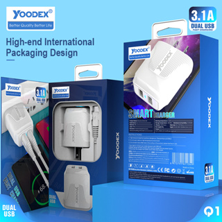 Yoodex Q1【รับประกัน 1 ปี】2 Output USB ส่งจากไทย Fast Charge สายชาร์จ หัวชาร์จเร็ว ใช้ได้ทุกรุ่น คุณภาพสูง สายชาร์จ Yoode