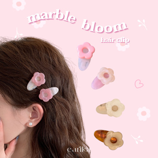 earika.earrings - marble bloom hair clip กิ๊บจิ๋วดอกไม้ลายหินอ่อน