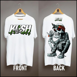 KUSH T-shirt เสื้อยืดคอกลมผ้าฝ้ายพิมพ์ลายหัวกระโหลก