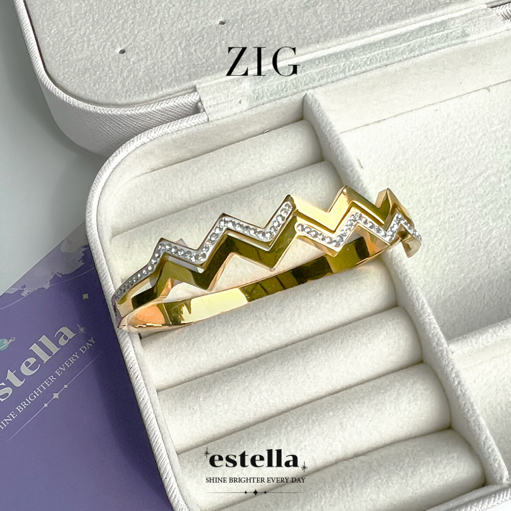 estella-กำไลข้อมือ-รุ่น-zig-เครื่องประดับ-ผู้หญิง-กำไลแฟชั่น-กำไล-ประดับเพชร-ชุบทองคำขาว