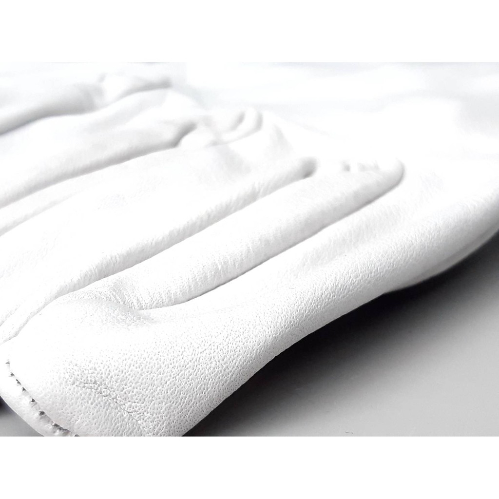 ปลอดภัยไว้ก่อน-ถุงมือหนังผิว-เชื่อมอาร์กอน-ฟอกเรียบ-สีขาว