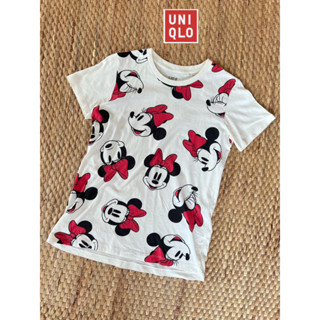 UNIQLO x cotton T-shirt x M สีครีมลายMinnie อก 32-33 ยาว 25  Code : 729(6)