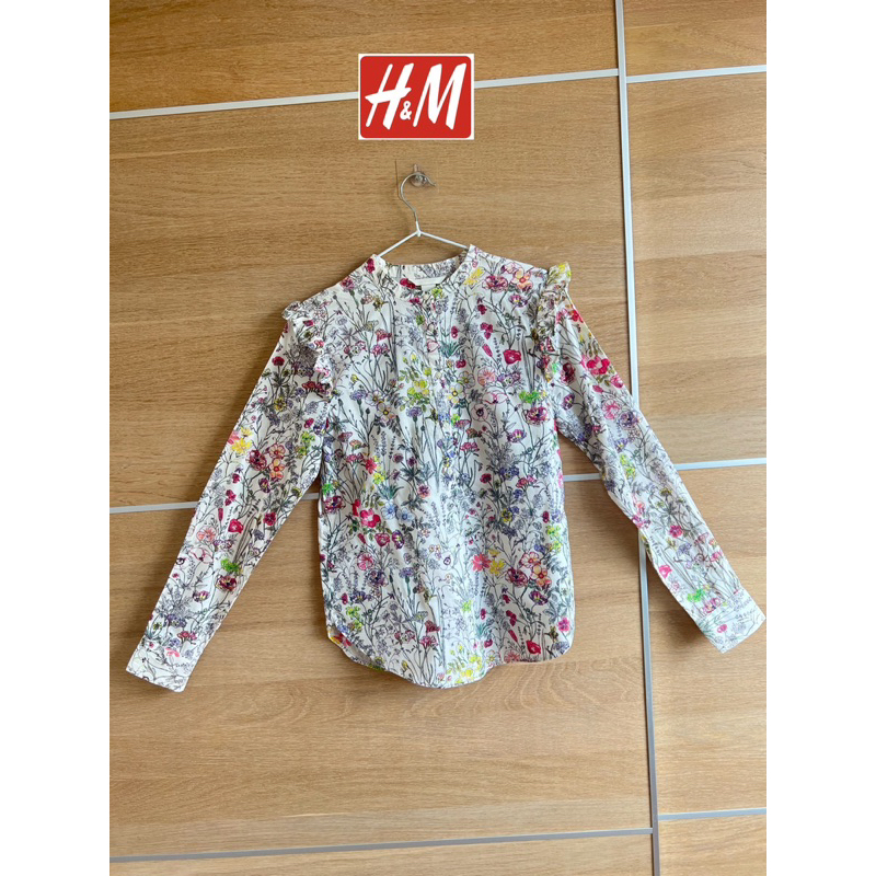 shirt-x-cotton-x-eur-32-ลายดอกสวย-ใหม่มาก-คอจีนกระดุม5เม็ด-ป้ายแคร์ถูกตัด-อก-35-ยาว-23-code-635-5