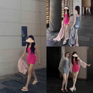 Korea style minidress - มินิเดรสผ้าไหมพรม ลายเปีย สไตล์สาวเกาหลี