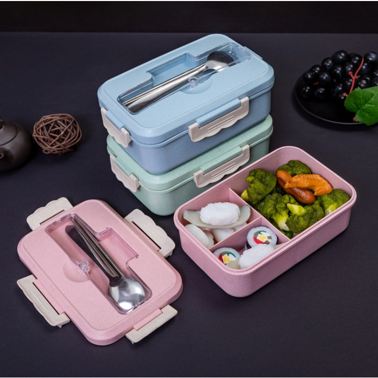 กล่องข้าว-กล่องข้าวเวฟได้-กล่องข้าวอเนกประสงค์-กล่องใส่อาหาร-พร้อมอุปกรณ์ช้อนและตะเกียบ