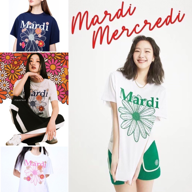 mardi-mercredi-จัดส่งฟรี-crop-top-เสื้อยืดสุดฮิต-พิมพ์ลายดอกไม้-แบรนด์ตามเกาหลี-กำลังฮิตสุดๆลายน่ารักมากๆ