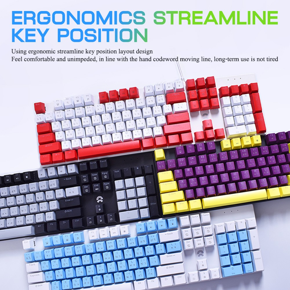 ส่งเร็ว-oker-k458-mixed-backlit-สีขาว-แดง-white-red-คีย์บอร์ดบลูสวิตช์-สีสวย-blue-switch-keyboard-gaming-dm-458