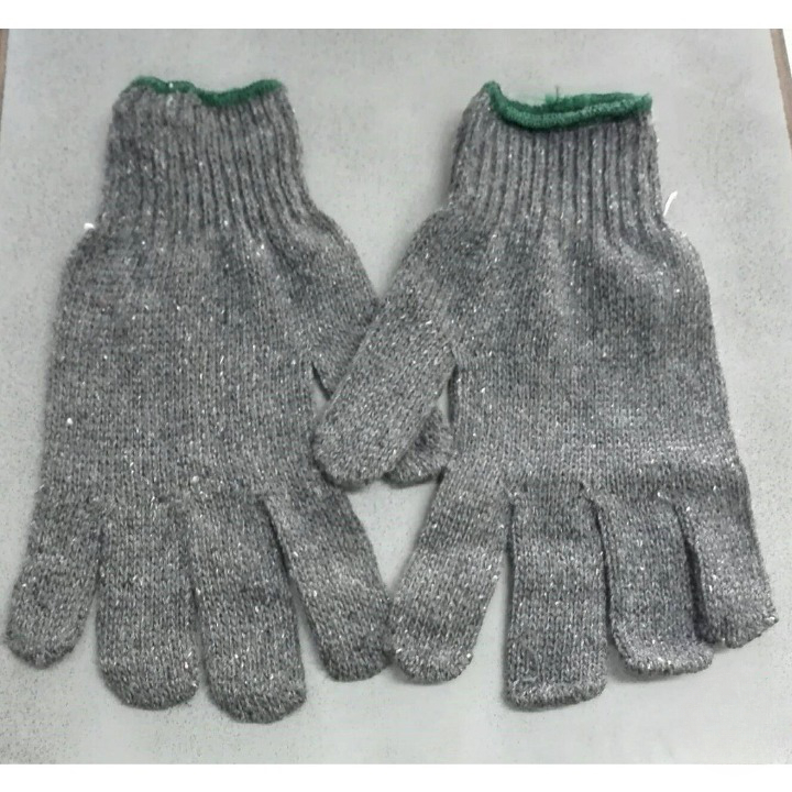 ถุงมือผ้า-สีเทาขอบเขียว-2-คู่-อย่างหนา-ถุงมือ