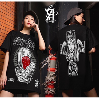 เสื้อยืด โอเวอร์ไซส์ สกรีนลาย ผ้า cotton 100% Rhyme 07