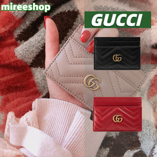 NEW🍒กุชชี่ Gucci กระเป๋าใส่บัตร GG Marmont Card Case🍒กระเป๋าสะพายเดี่ยว