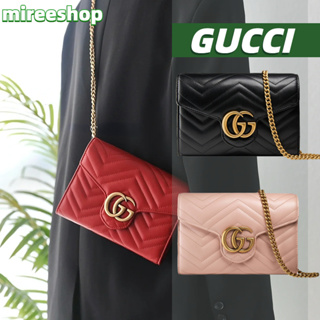NEW🍒กุชชี่ Gucci กระเป๋า GG Marmont Matelassé Mini Bag🍒กระเป๋าสะพายเดี่ยว