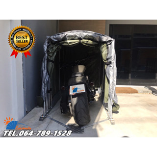 เต็นท์จอดรถพับเก็บได้ CARSBRELLA รุ่น DOUBLE SCOOT สำหรับจอดรถมอเตอร์ไซค์ ผ้า ,UV หนา 0.5 mm ปกป้องฝน,น้ำ แรงลม, ฝุ่น