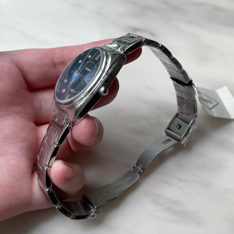 ผ่อน0-นาฬิกา-fossil-gabby-three-hand-date-watch-es5087-size34-mm-สายสแตนเลส-หน้าปัดสีน้ำเงิน-34-มม