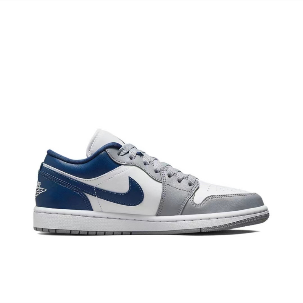 ยิงจริง-nike-air-jordan-1-low-grey-white-navy-ของแท้100-รองเท้าผ้าใบ-รองเท้า