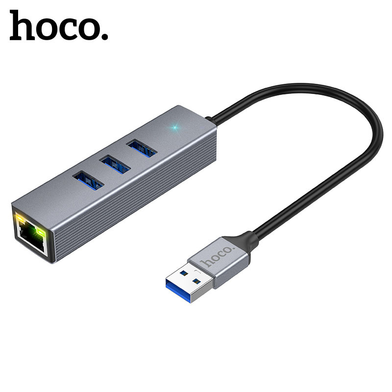 Hoco รุ่น HB34 4in1 Usb-a to Usb3.0*3 + RJ45 adapter อะแดปเตอร์ ...