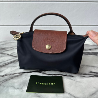 💚แท้💯 พร้อมส่ง💚 LC Longchamp Le Pliage Pouch With Handle รุ่น Classic  สี : ดำ / nior