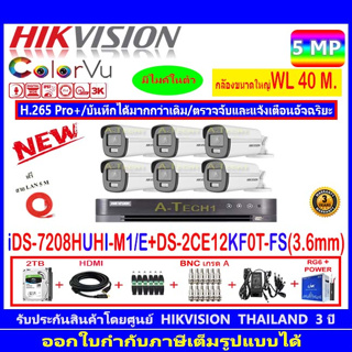 กล้องวงจรปิด Hikvision ColorVu 5MP รุ่นDS-2CE12KF0T-FS 3.6mm (6)+iDS-7204HUHI-M1/E(C)+2H2JBA.AC