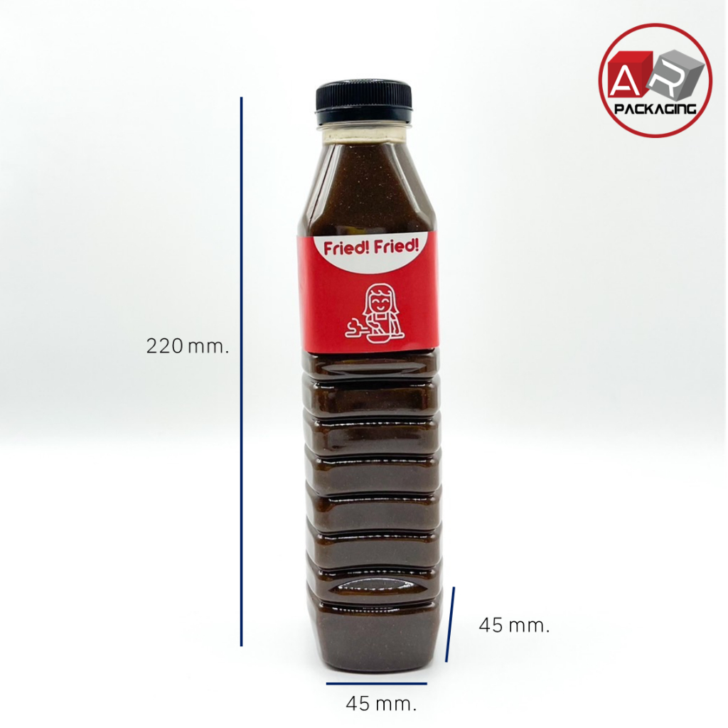 artechnical-แพ็ค-100-ใบ-ขวดพลาสติก-ทรงเหลี่ยม-ปาก-34-mm-ขวดpet-ขนาด-450ml-พร้อมฝา