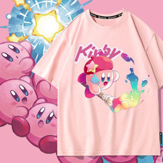 Kirby Star Nintendo เสื้อยืดแขนสั้นผู้หญิง 2023 ฤดูร้อนใหม่แขนสั้นผ้าฝ้ายอินเทรนด์เสื้อผ้า