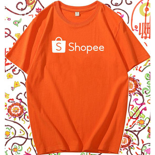 shopee เสื้อยืดช็อปปี้ เสื้อยืดพนักงานshopee เนื้อผ้าคอตต้อนคอกลมแขนสั้นเนื้อผ้านุ่มใส่สบาย