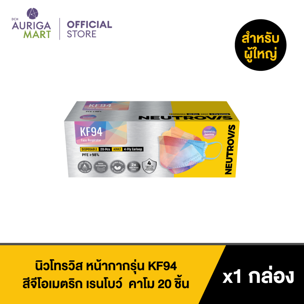 neutrovis-kf94-face-respirator-geometric-rainbow-20pcs-นิวโทรวิส-หน้ากากรุ่น-kf94-สีจีโอเมตริก-เรนโบว์-หน้ากากอนามัย