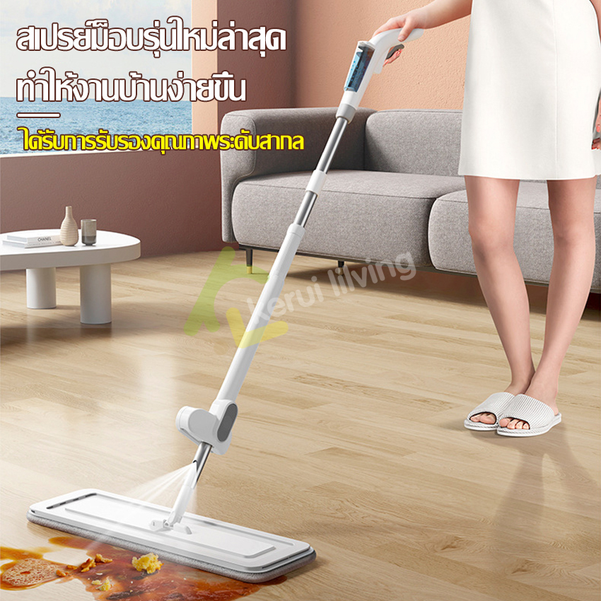 ไม้ถูพื้นแบบรีดน้ำในตัว-หมุน-360-องศา-ม๊อบถูพื้น-ไม้ถูพื้น-flat-mop-ไม้ม๊อบรีดน้ำ-หมุนได้-360-องศา-สเปรย์ม็อบ