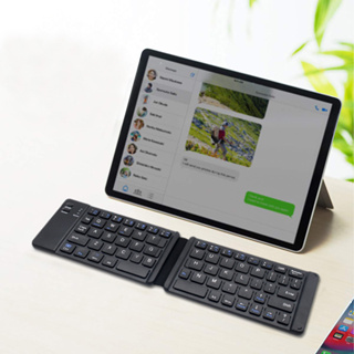คีย์บอร์ดบลูทูธไร้สาย แบบพับได้ พร้อมทัชแพด ขนาดเล็ก สําหรับ IOS Android Windows iPad Tablet