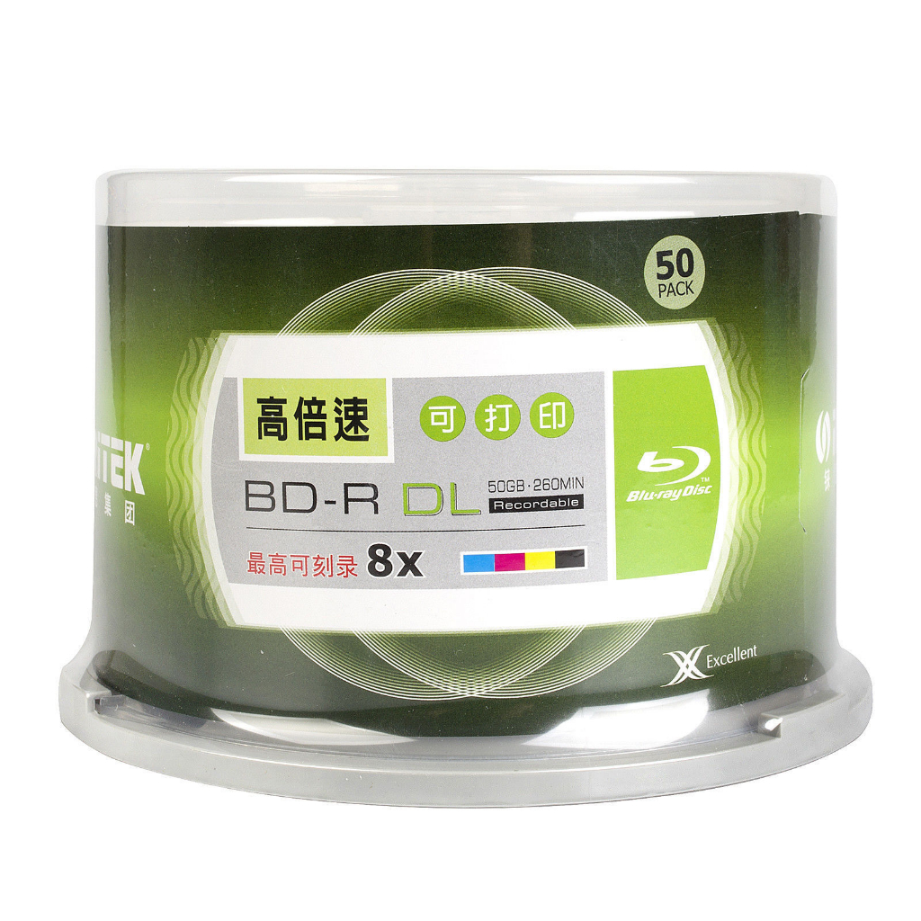 BD+R Ritek, Inkjet White 50pcs 50GB Bluray Blank Disc Dual Layer BDR ...