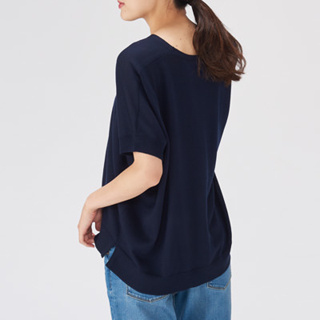 เสื้อไหมพรมแขนสั้น ผ้าวาฟเฟิล MUJI short sleeve dolman sweater #23347013021