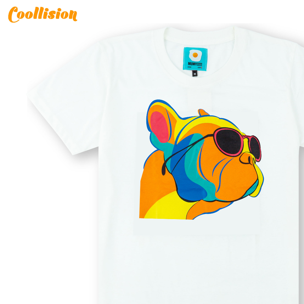 coollision-เสื้อยืดสกรีนลาย-น้องหมาแว่นดำ-เสื้อสกรีนลายหมาเฟรนช์บูลดอก-unisex