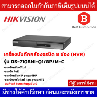 HIKVISION เครื่องบันทึกกล้องวงจรปิด NVR รุ่น DS-7108NI-Q1/8P/M-C มี PoE ในตัว