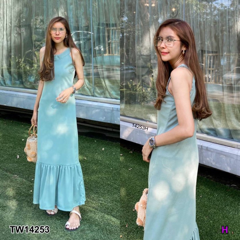 tw14253-maxi-dress-เดรสยาว-แขนเว้า