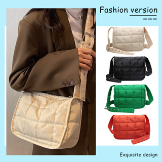 ✿CF✿ กระเป๋าถือสะพายข้างคุณภาพสูงกระเป๋าสะพายไหล่ผ้า Cotton Rhombus Pattern กระเป๋าสะพายปรับระดับได้