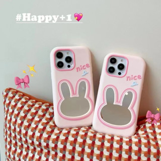 ✨สไตล์ใหม่✨เคสไอโฟน 14 Pro Max  เคส for 11 12 13 Pro Max เคสพกพาสะดวก กระต่าย กระจกเงา iPhone 13 Case วัสดุซิลิโคนอ่อน