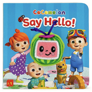 CoComelon Say Hello! Board book We start by meeting JJ and his adorable dog, Bingo