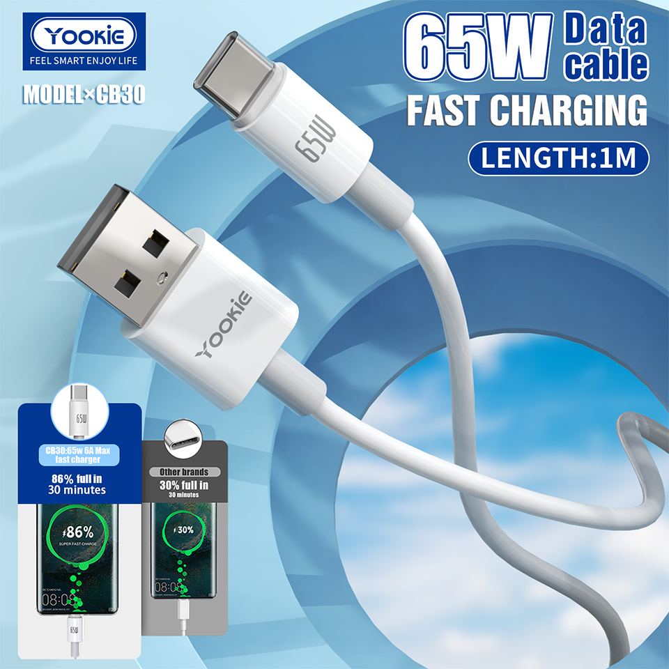 yookie-cb30-สายชาร์จ-6a-65w-usb-to-type-c-ยาว-1-เมตร-ชาร์จเร็ว-fast-charging