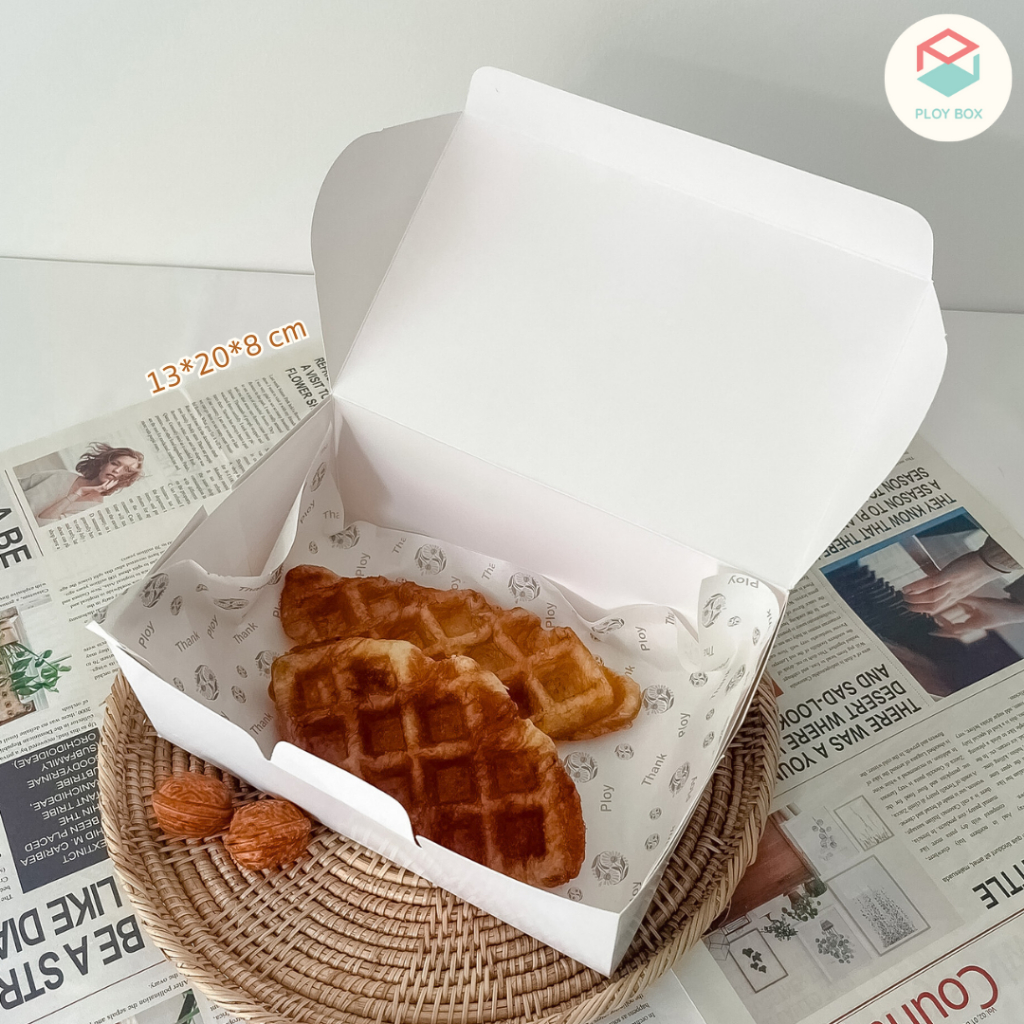 Ploy Box กล่องครอฟเฟิล (Croffle)(20ใบ/แพ็ค) ขนาด 13 x 20 x 8 CM. ( PKB ...