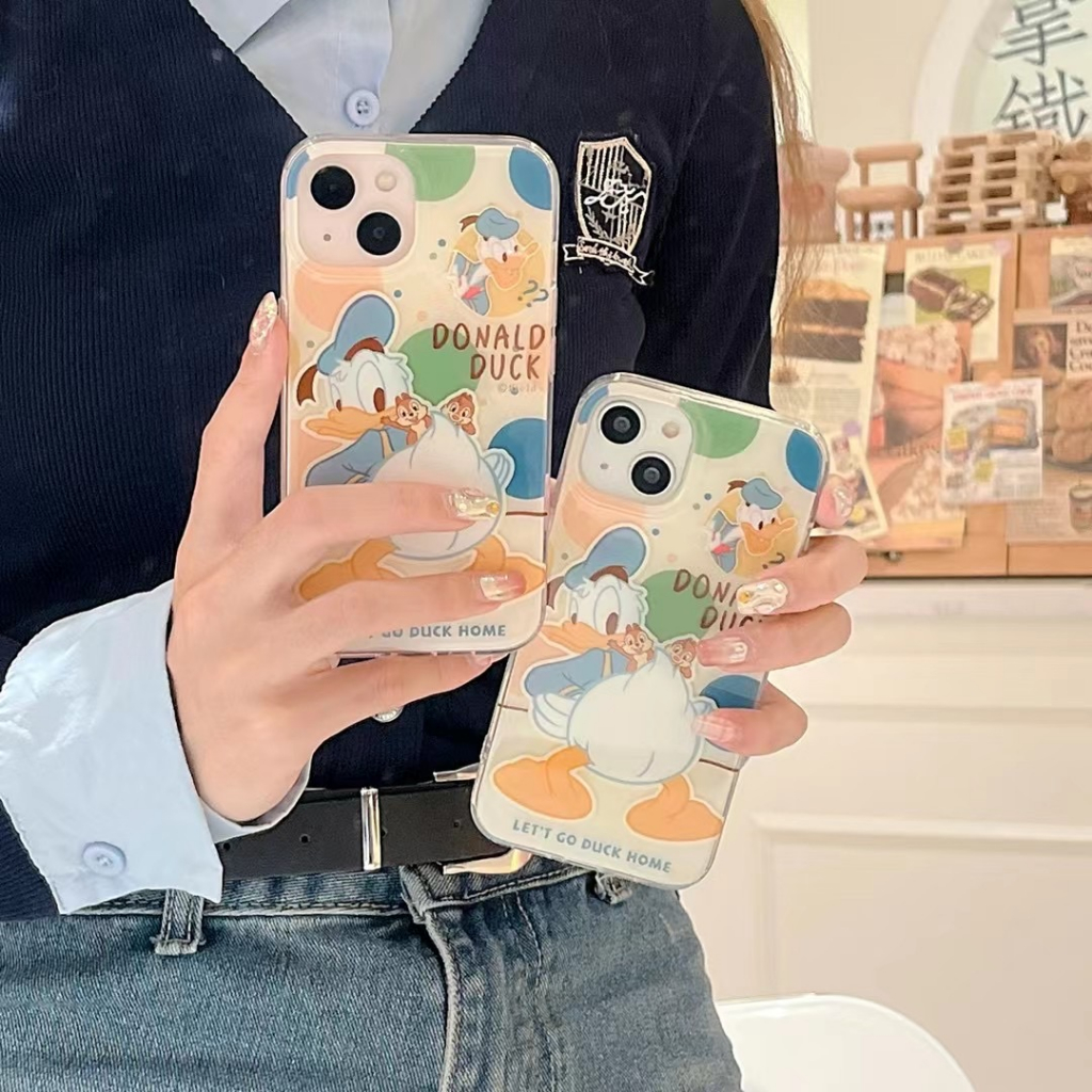 casephoneg-จัดส่งภายใน24ชม-ขอบเต็ม-iphone-11-14-pro-max-การ์ตูน-donald-duck-เส้นขอบโปร่งใส-น่ารัก-case-for-iphone-12-13