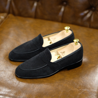 British รองเท้าหนังกลับ Premium Penny Full starp Loafer Suede (Black)