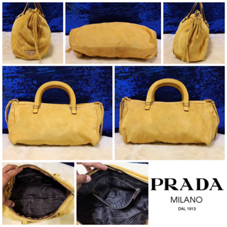 👝: PRADA Yellow Suede Handbag แท้💯%
