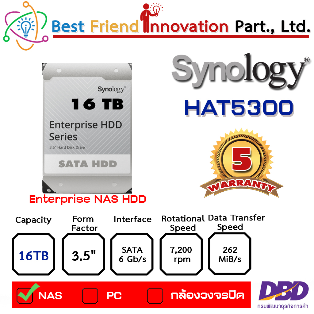 Synology HAT5300 16TB HDD , NAS Hard Disk, Enterprise Hard Disk, HDD