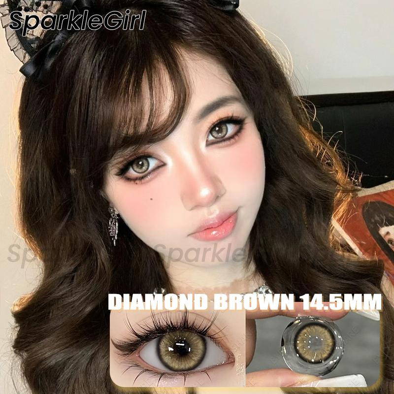 ส่งไวจากไทย-sparklegirl-คอนแทคเลนส์-บิ๊กอาย14-5mm-diamond-brown-2-ชิ้น-คู่-คอนแทคเลนส์-รายปี