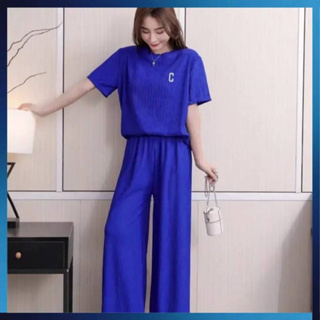 ชุดเซ็ท 2 ชิ้น ชุดผู้หญิงแฟชั่น สไตล์เกาหลีน่ารักๆ เสื้อแขนสั้น + กางเกงขายาว