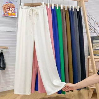 annacny กางเกงขายาวผ้าร่อง 💦เชือกรูดเอว สไตล์เกาหลี แฟชั่นมาแรง✨ ผ้าทิ้งตัว ใส่สบาย HC001