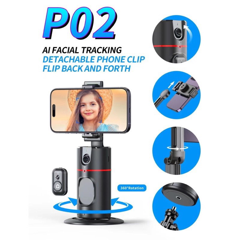 ขาตั้งเซลฟี่-p01-p02-ถ่ายภาพอัจฉริยะ-gimbal-selfie-360-rotation-auto-face-tracking-360-การติดตามใบหน้าอัตโนมัติ-360