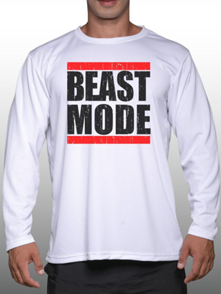 BEAST MODE เสื้อแขนยาวนักกล้าม  Men’s Bodybuilding Long Sleeve Athletic Gym Shirt