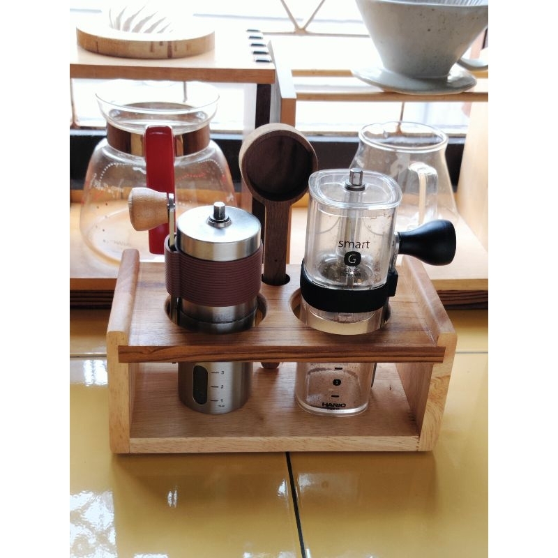 Coffee grinder storage ที่เก็บเครื่องบดกาแฟ งานไม้จริง Shopee Thailand