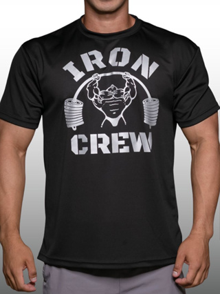 IRON CREW เสื้อยืดแขนสั้นผู้ชาย Men’s Gym Workout Bodybuilding Muscle T-Shirt