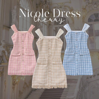 Nicole Dress เดรสผ้าทวิต คุณหนู กระดุมมุก หรูหรา