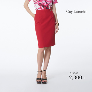 Guy Laroche กระโปรงทรงสอบ ผ่าเกย สีแดง (G9XODE)